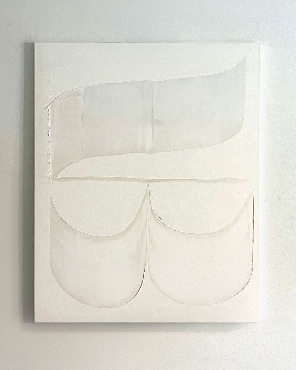 Semeia — Iccent, acrylique raclée sur toile coton, 80 × 100 cm, 2025