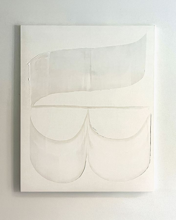 Semeia — Iccent, acrylique raclée sur toile coton, 80 × 100 cm, 2025